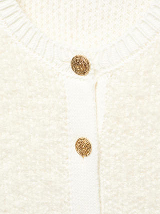 Mango Pearl Textured Button Cardigan, Natural White