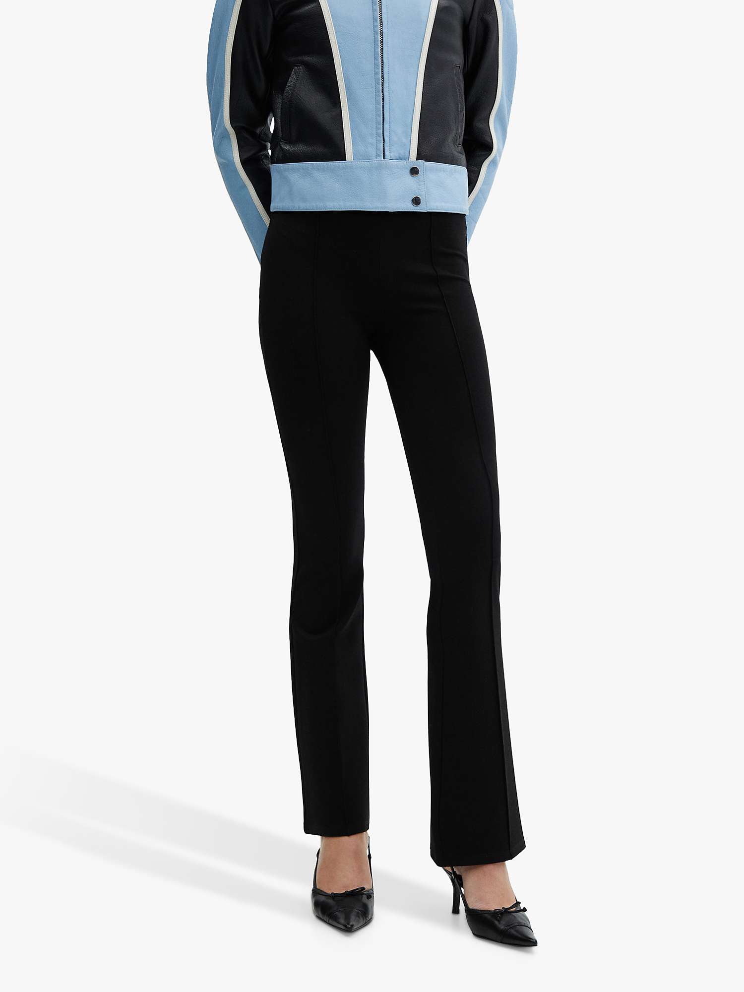 Buy Mango Delfin Pull-On Bootcut Trousers, Black Online at johnlewis.com