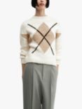 Mango Xivata Geometric Pattern Jumper, White/Multi