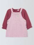 John Lewis Baby Pinafore Dress & Jersey Top Set, Pink