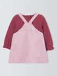 John Lewis Baby Pinafore Dress & Jersey Top Set, Pink