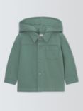 John Lewis Baby Cotton Hooded Shirt, Green