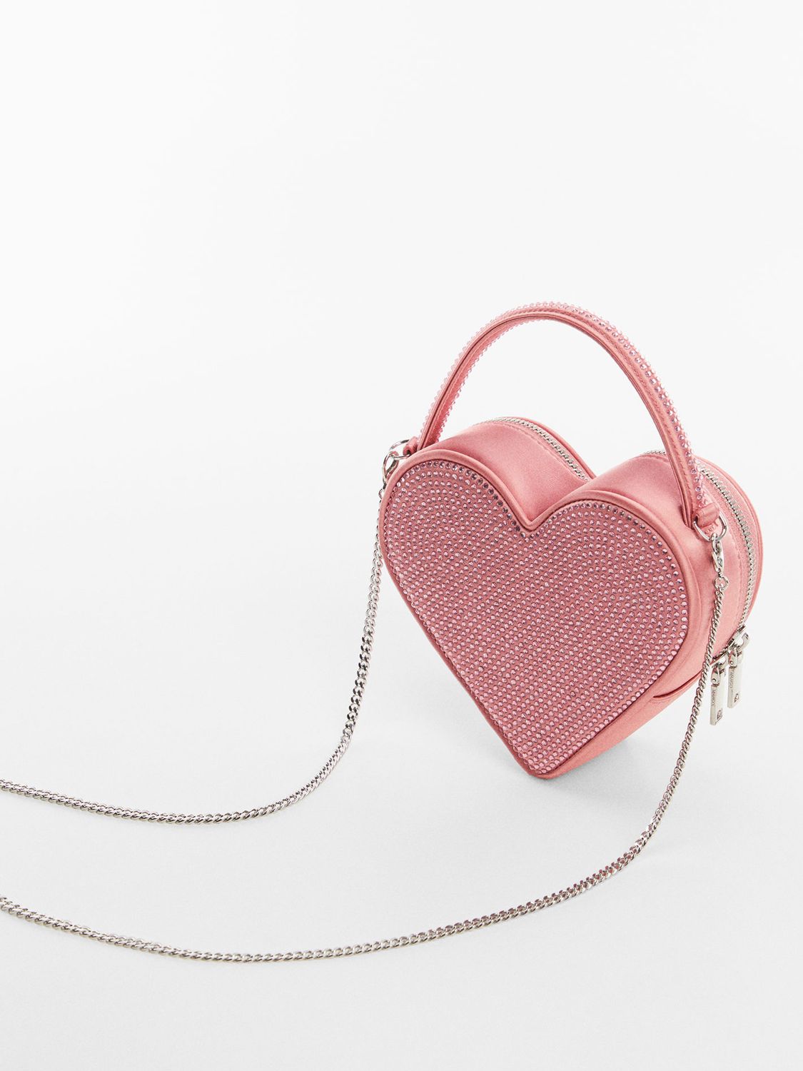 Buy Mango Crystal Embellished Heart Bag, Pink Online at johnlewis.com