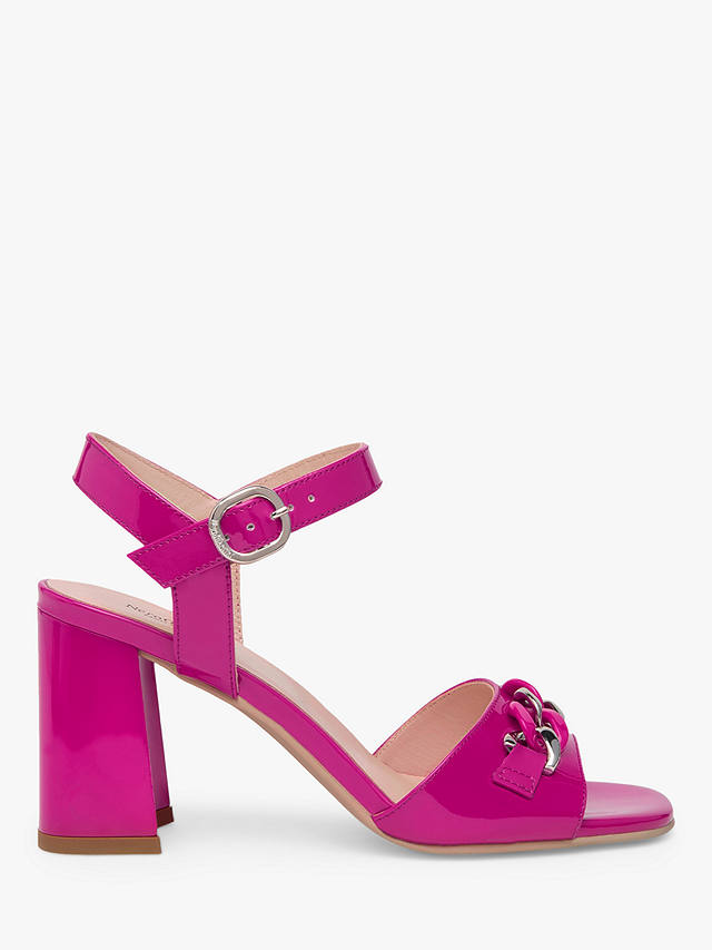 NeroGiardini Glamour Chain Detail Block Heel Leather Sandals, Fuchsia