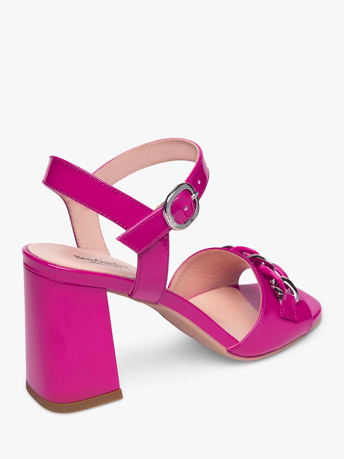 Buy NeroGiardini Glamour Chain Detail Block Heel Leather Sandals, Fuchsia Online at johnlewis.com