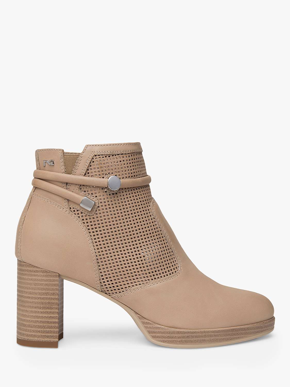 Buy NeroGiardini Perforated Leather Platform Ankle Boots, Champagne Online at johnlewis.com