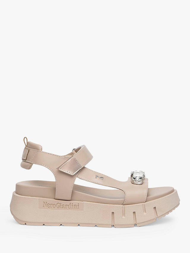 NeroGiardini Leather Flatform Sandals, Pink