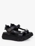 NeroGiardini Leather Flatform Sandals, Black