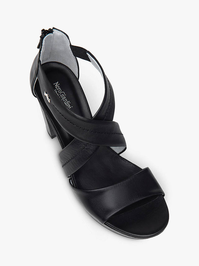 NeroGiardini Leather Heeled Sandals, Black