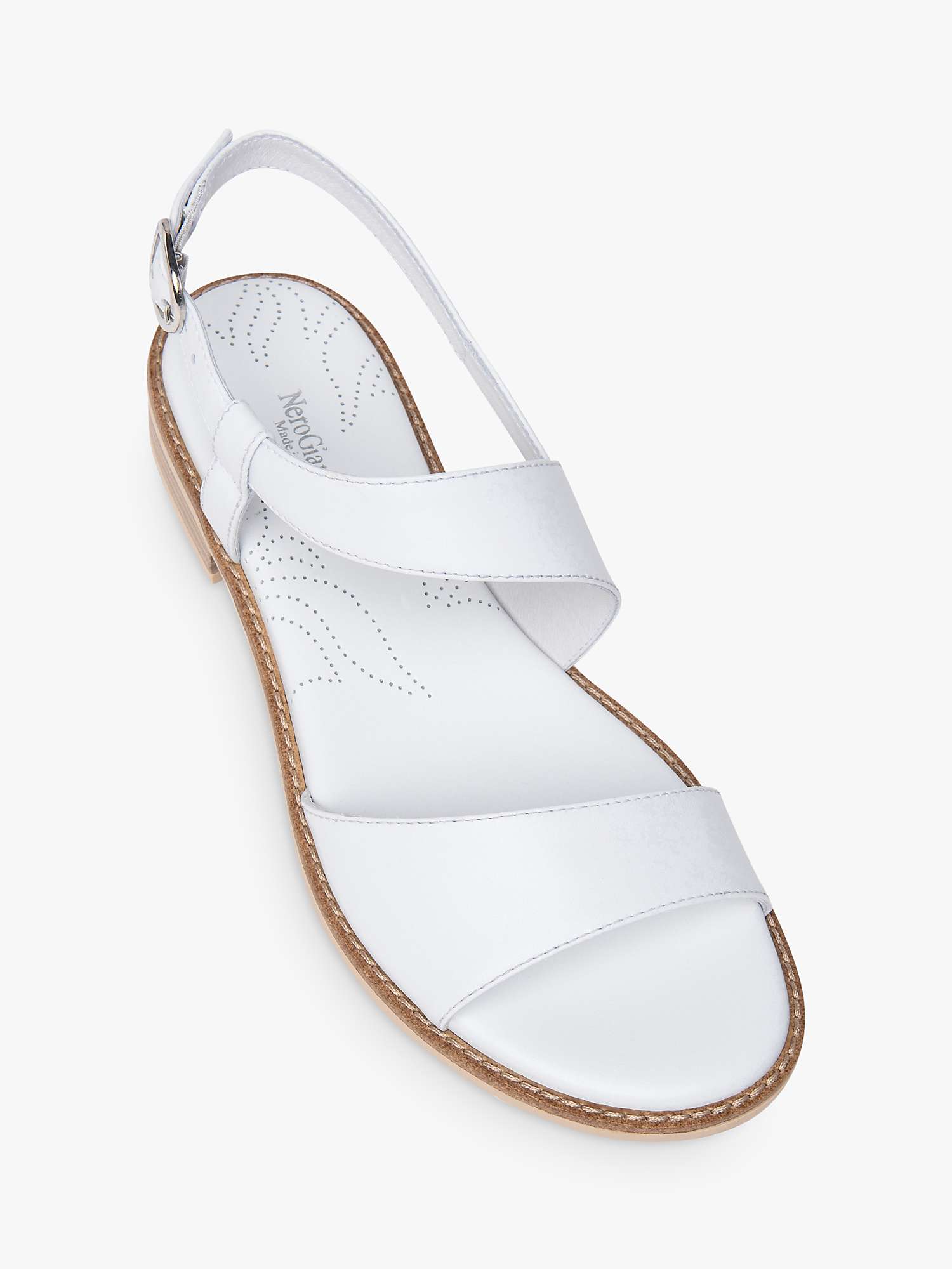 Buy NeroGiardini Low Block Heel Leather Sandals, White Online at johnlewis.com