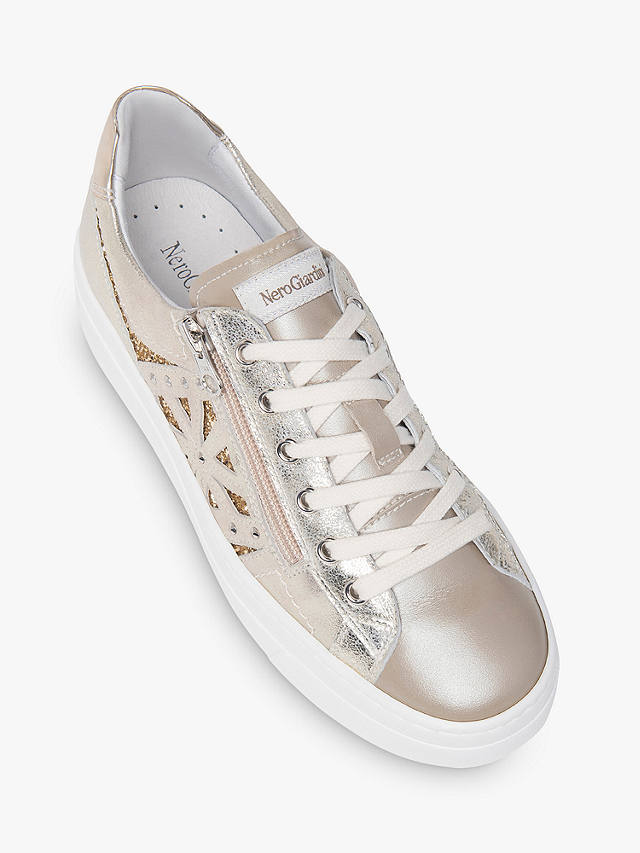 NeroGiardini Low Top Leather Trainers, Gold