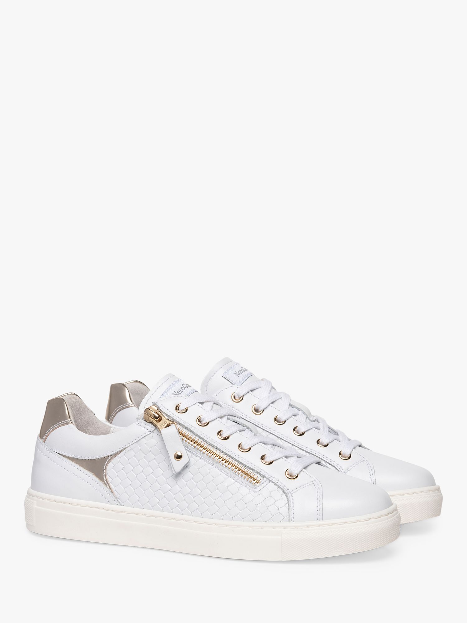 Buy NeroGiardini Leather Zip Detail Trainers, White Online at johnlewis.com