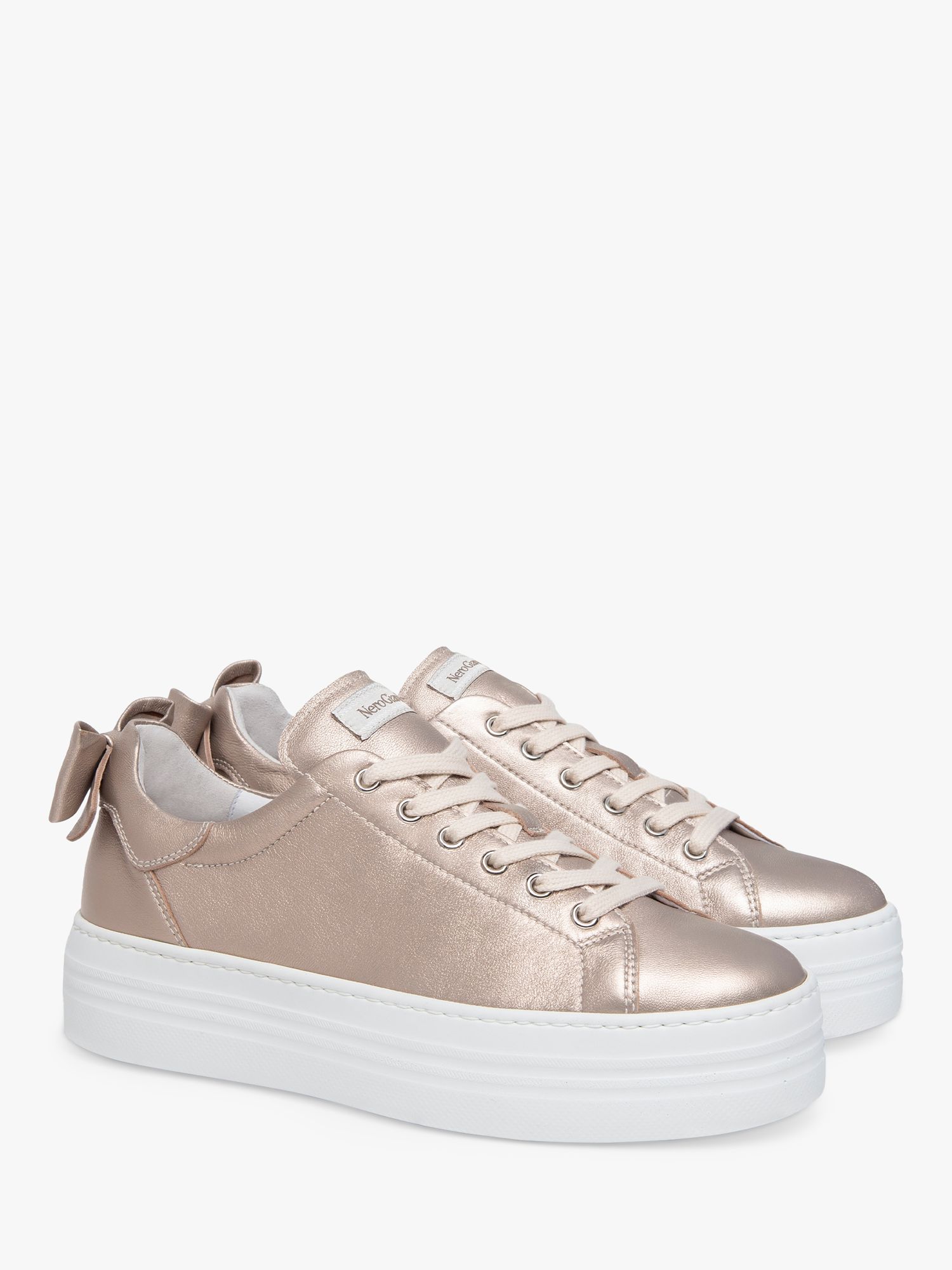 Buy NeroGiardini Bow Leather Trainers, Gold Online at johnlewis.com