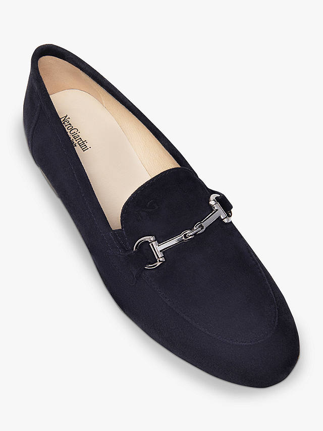 NeroGiardini Snaffle Suede Loafers, Navy
