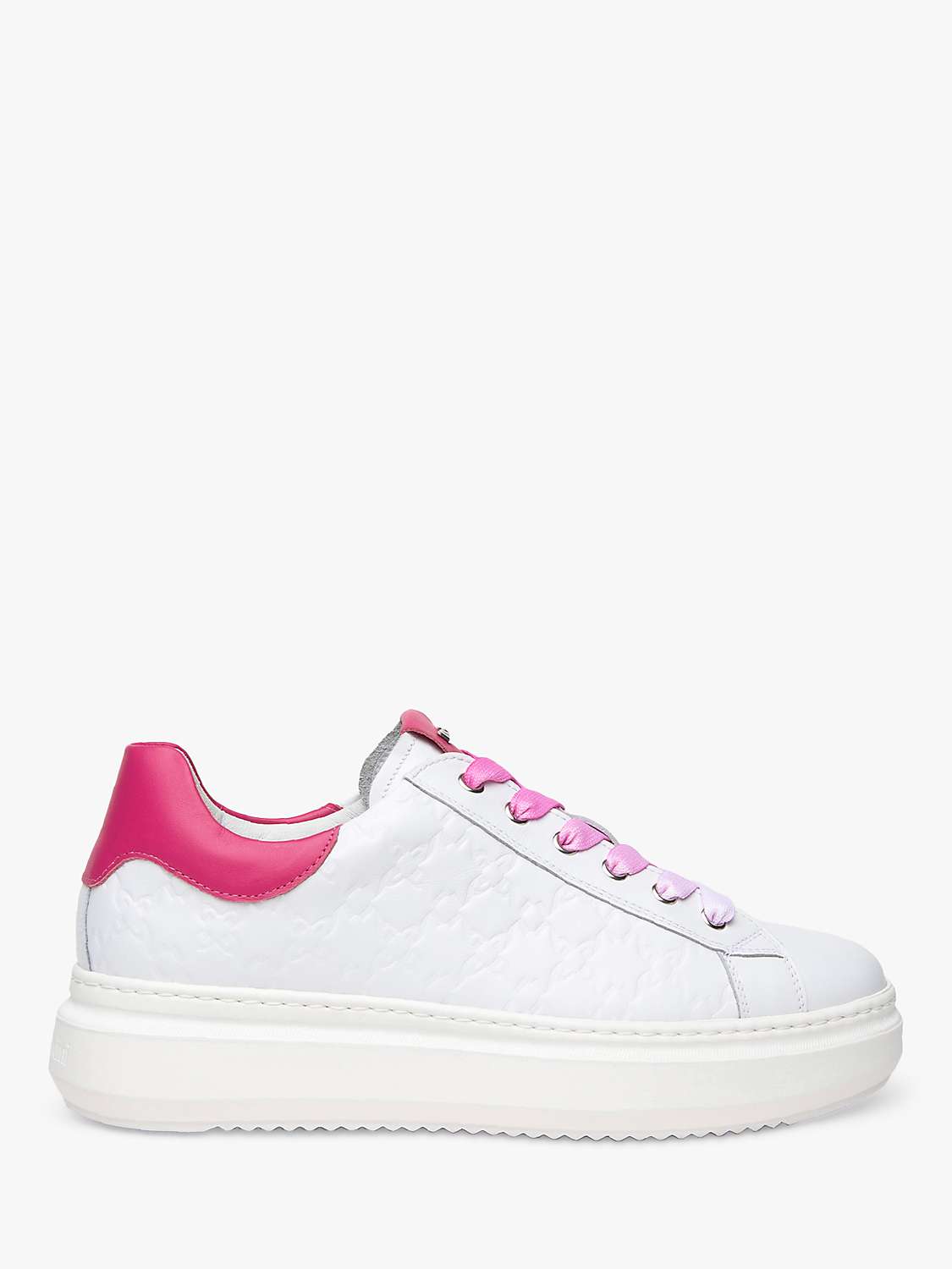 Buy NeroGiardini Leather Lace Up Trainers, White/Pink Online at johnlewis.com