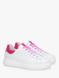 NeroGiardini Leather Lace Up Trainers, White/Pink, White