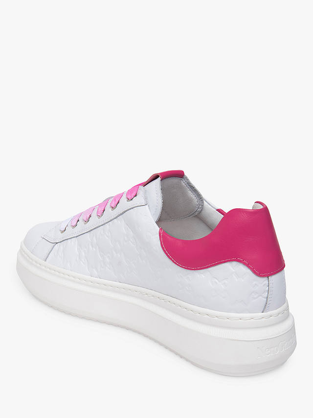 NeroGiardini Leather Lace Up Trainers, White/Pink
