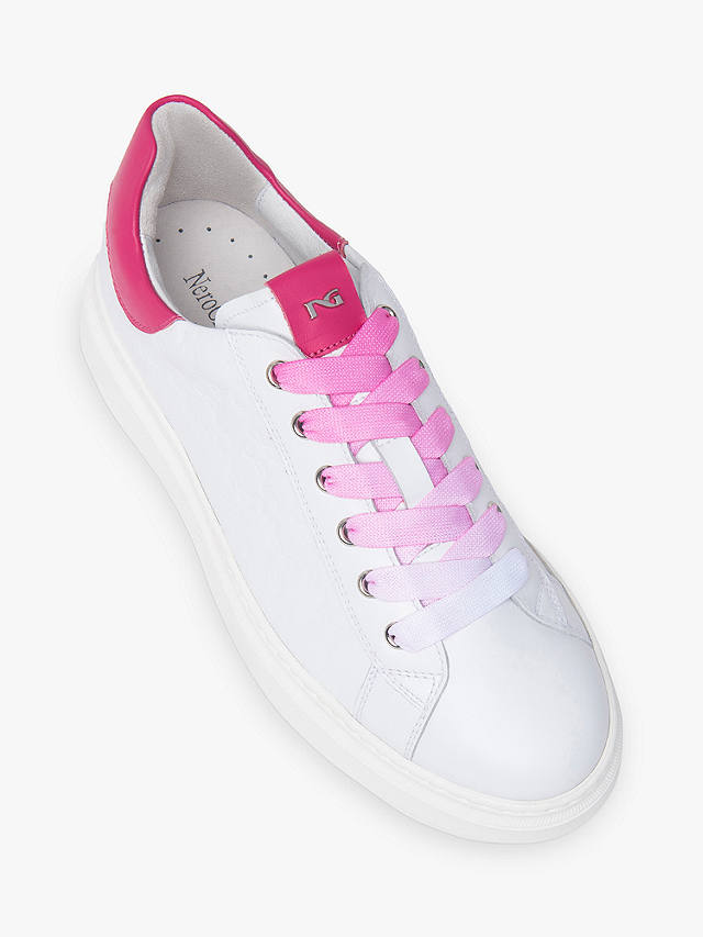NeroGiardini Leather Lace Up Trainers, White/Pink