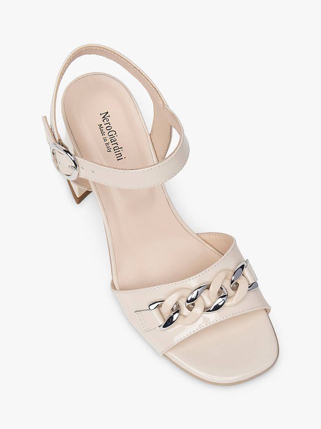 NeroGiardini Block Heel Chain Sandals, Cream