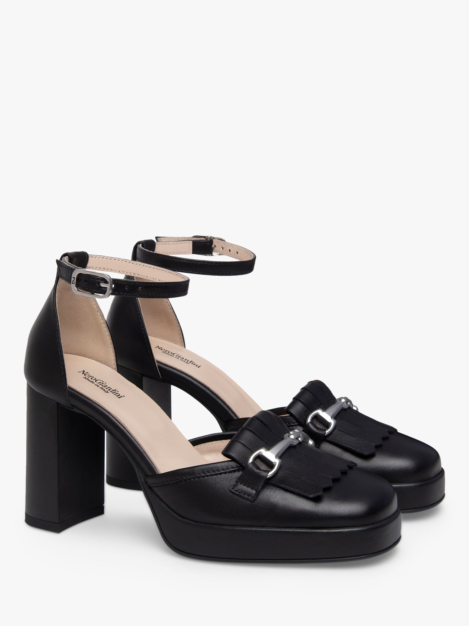 NeroGiardini Block Heel Court Shoes, Black, 3