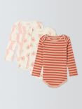 John Lewis ANYDAY Baby Floral Stripe Bodysuits, Pack of 3