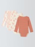 John Lewis ANYDAY Baby Floral Stripe Bodysuits, Pack of 3