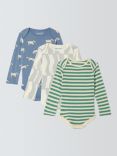 John Lewis ANYDAY Baby Dalma Stripe Dog Cotton Bodysuit, Pack of 3, Multi