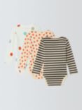 John Lewis ANYDAY Baby Stripe and Spot Long Sleeve Bodysuit, Pack of 3, Multi