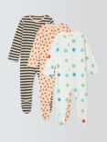 John Lewis ANYDAY Baby Spots Stripes and Smiley Faces Sleepsuits, Pack of 3