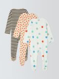 John Lewis ANYDAY Baby Spots Stripes and Smiley Faces Sleepsuits, Pack of 3