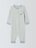 John Lewis ANYDAY Baby Stripe Dalmatian Footless Sleepsuit, Blue