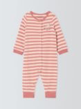 John Lewis ANYDAY Baby Stripe Cat Sleepsuit, Pink