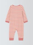 John Lewis ANYDAY Baby Stripe Cat Sleepsuit, Pink