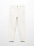 Mango Kids' Belen Button Slim Fit Jeans, White