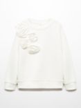 Mango Kids' Camelia Embossed Floral Sweatshirt, Natural White