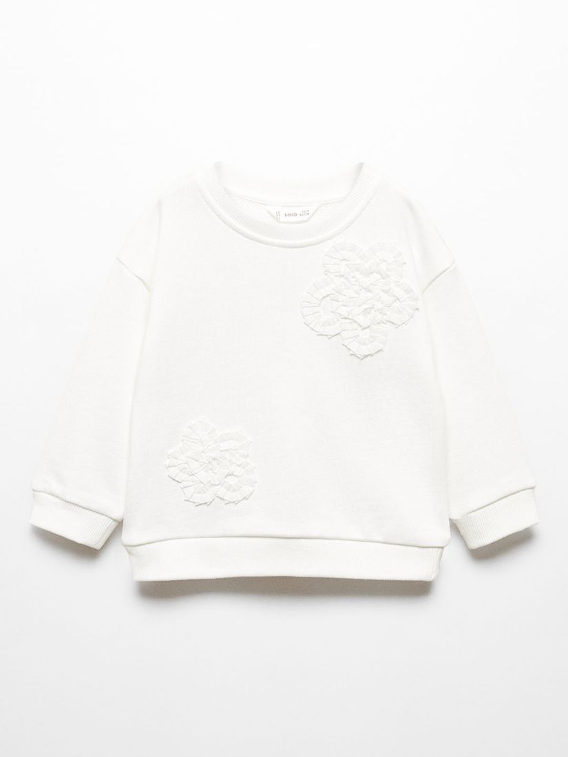 Mango Baby Rose Detail Sweatshirt, Natural White, 12-18 months