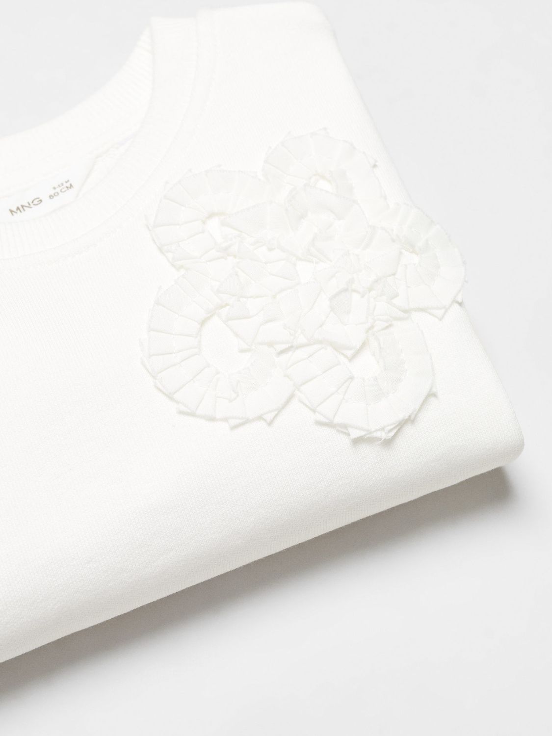 Mango Baby Rose Detail Sweatshirt, Natural White, 12-18 months