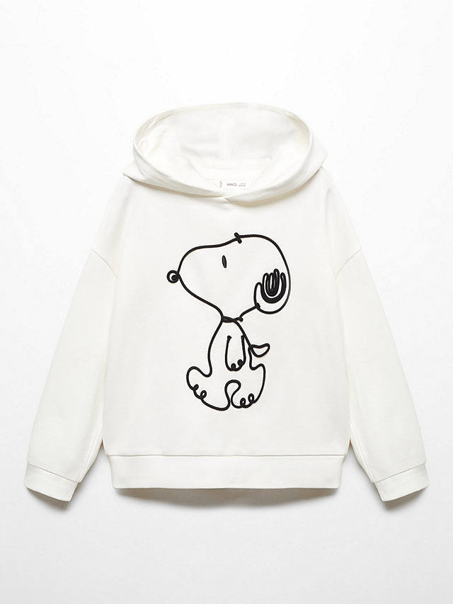 Mango Kids' Snoopy Hooded Sweatshirt, Natural White