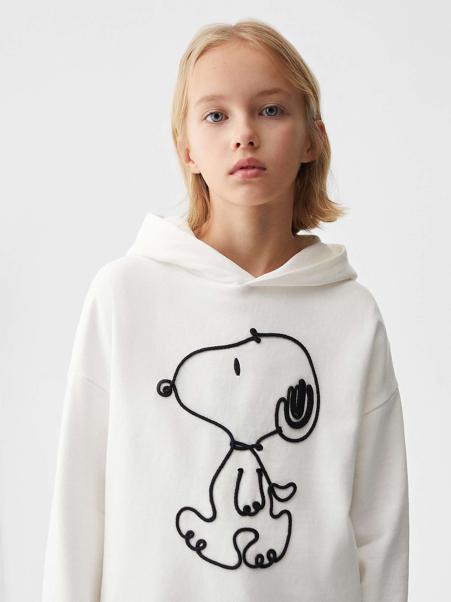 Buy Mango Kids' Snoopy Hooded Sweatshirt, Natural White Online at johnlewis.com