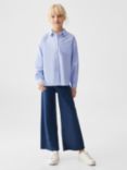 Mango Kids' Greta Oversized Stripe Shirt, Medium Blue