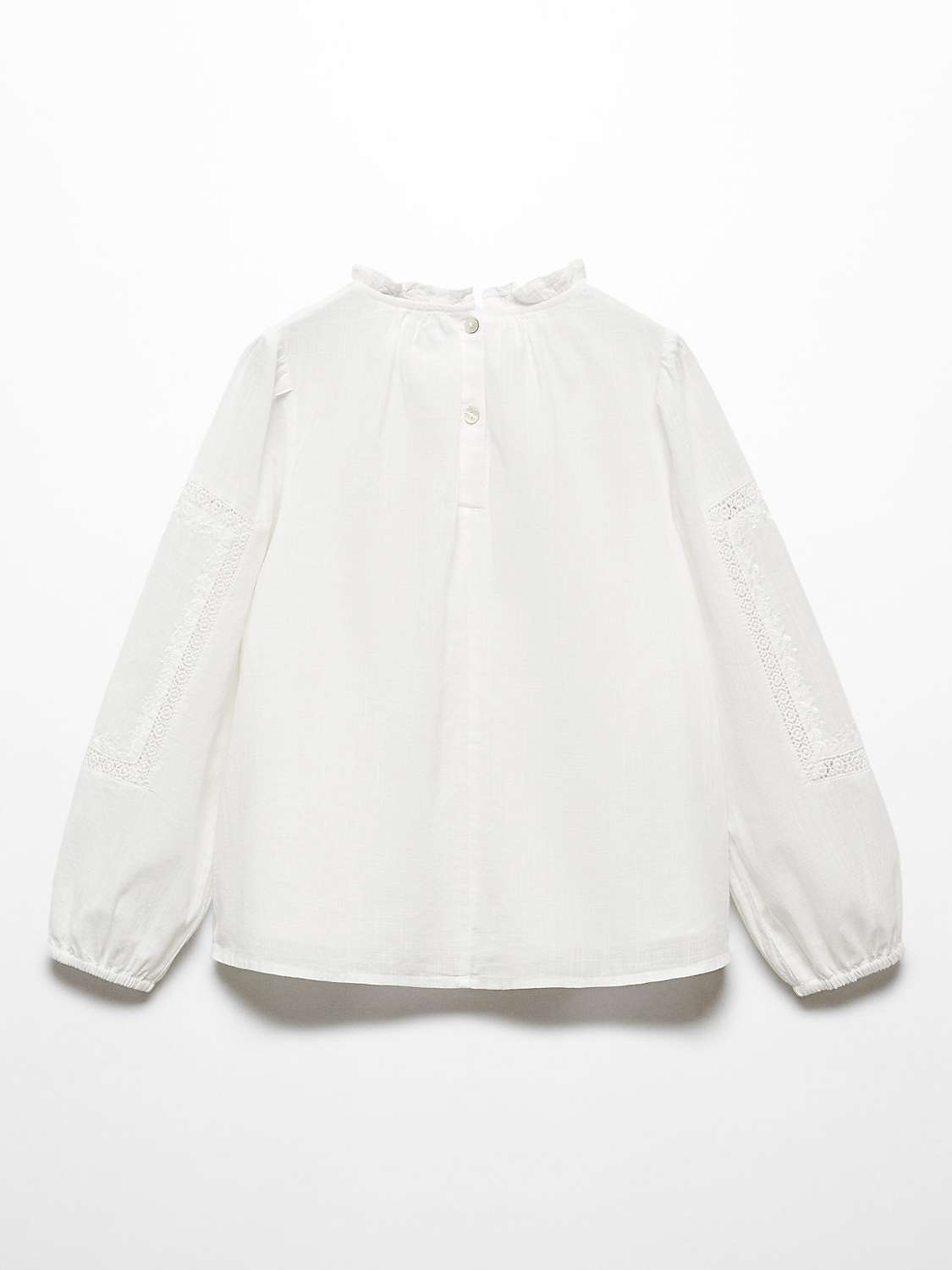 Buy Mango Kids' Tania Embroidered Ruffle Neck Blouse, Natural White Online at johnlewis.com