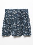 Mango Kids' Fanny Floral Print Gathered Ruffle Skirt, Navy