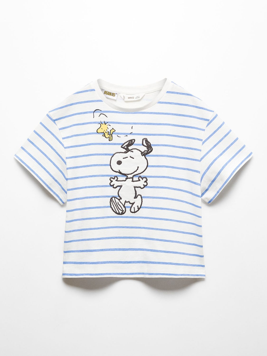 Mango Kids' Snoopy & Woodstock Stripe T-Shirt, Natural White, 11-12 years