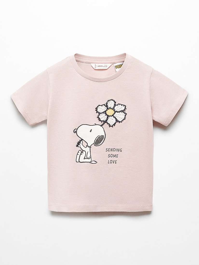 Buy Mango Baby Snoopy Textured T-Shirt, Pastel Purple Online at johnlewis.com