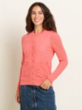 Brakeburn Diamond Pointelle Cardigan, Coral