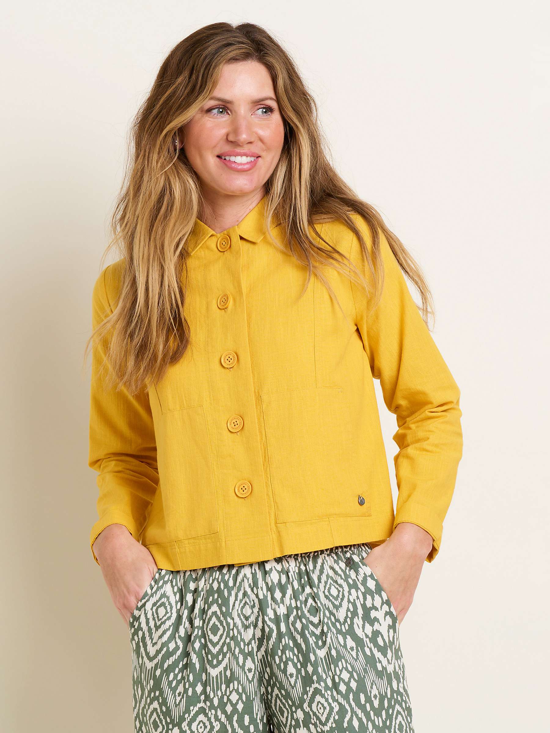 Buy Brakeburn Casual Linen Blend Jacket, Yellow Online at johnlewis.com