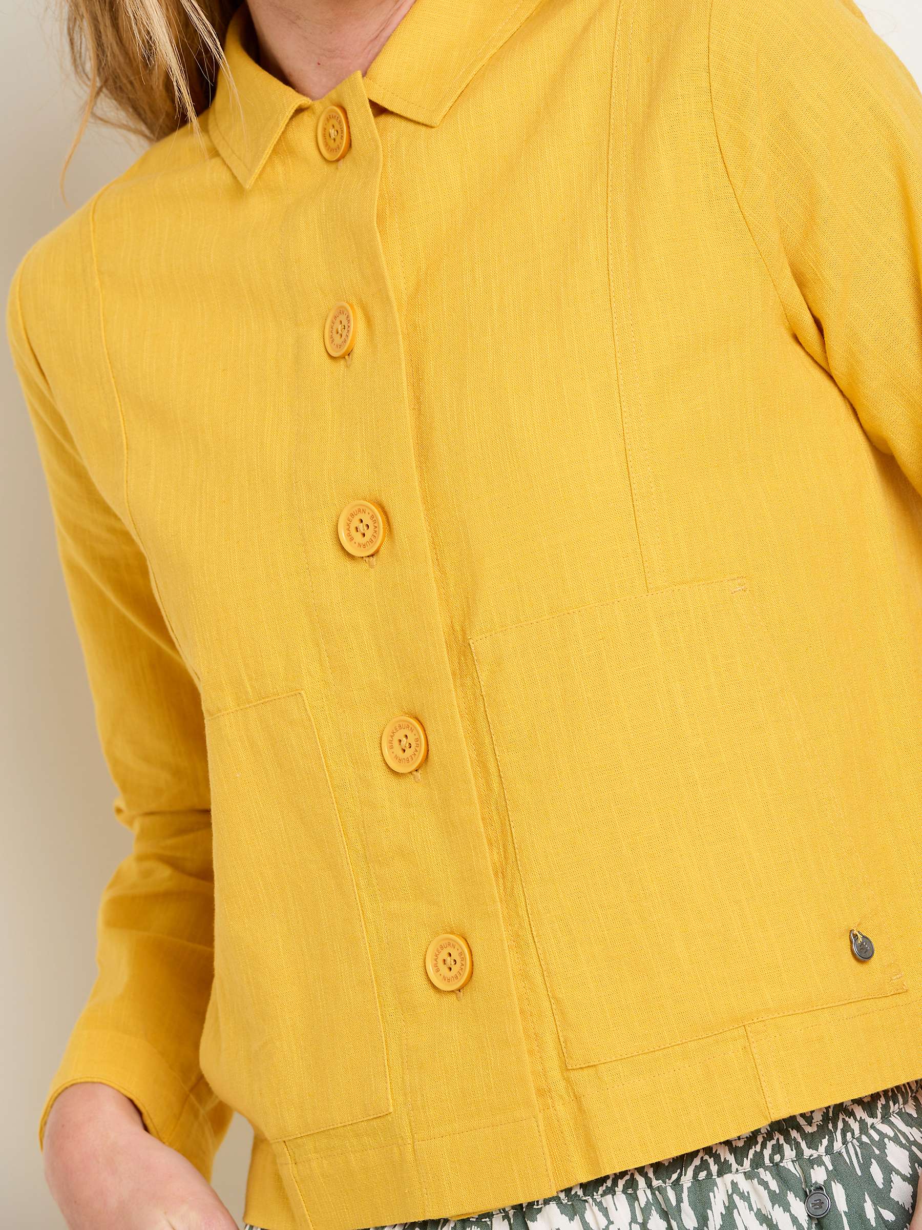Buy Brakeburn Casual Linen Blend Jacket, Yellow Online at johnlewis.com
