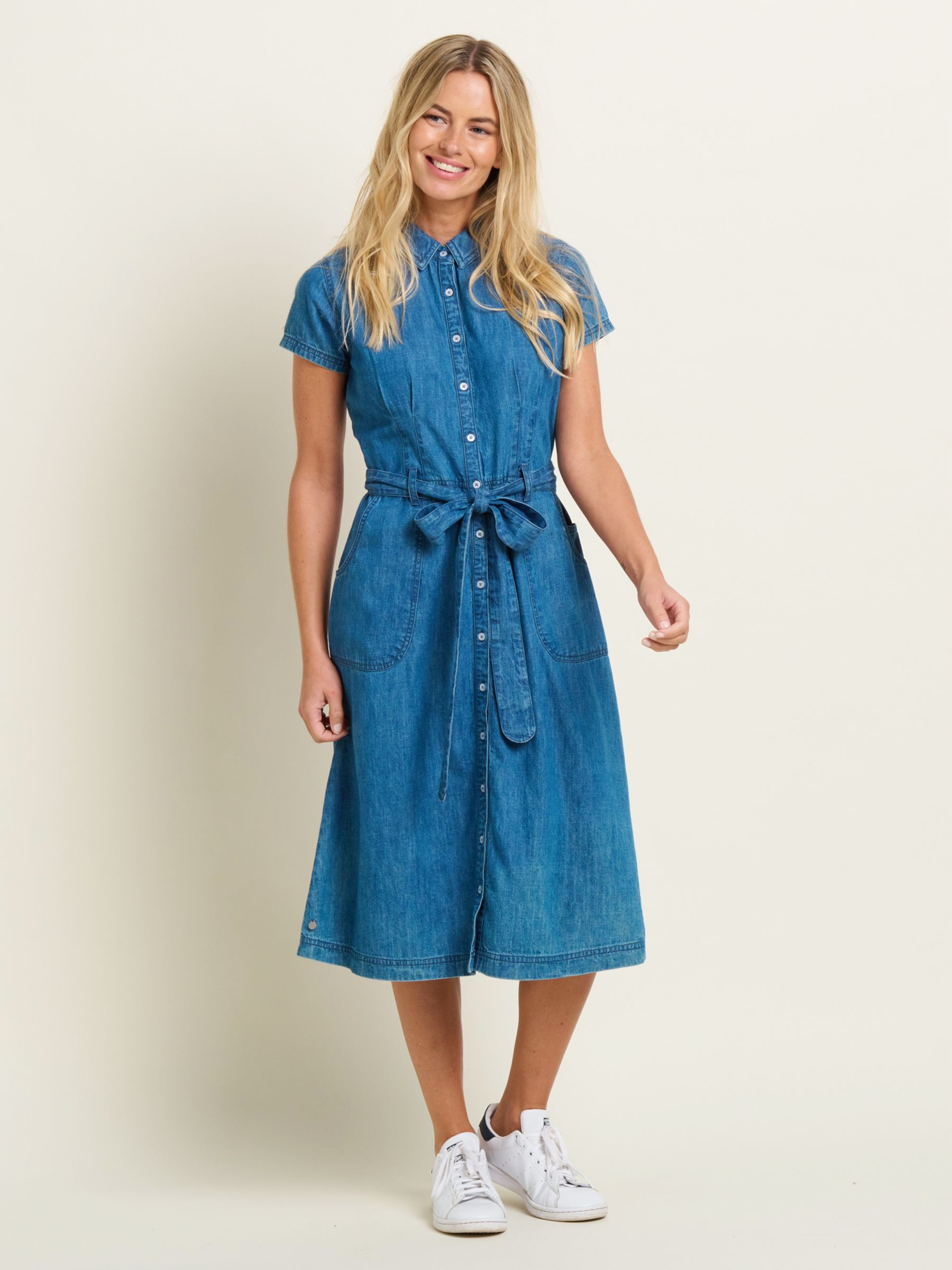 Brakeburn Betsy Shirt Dress, Blue, 16