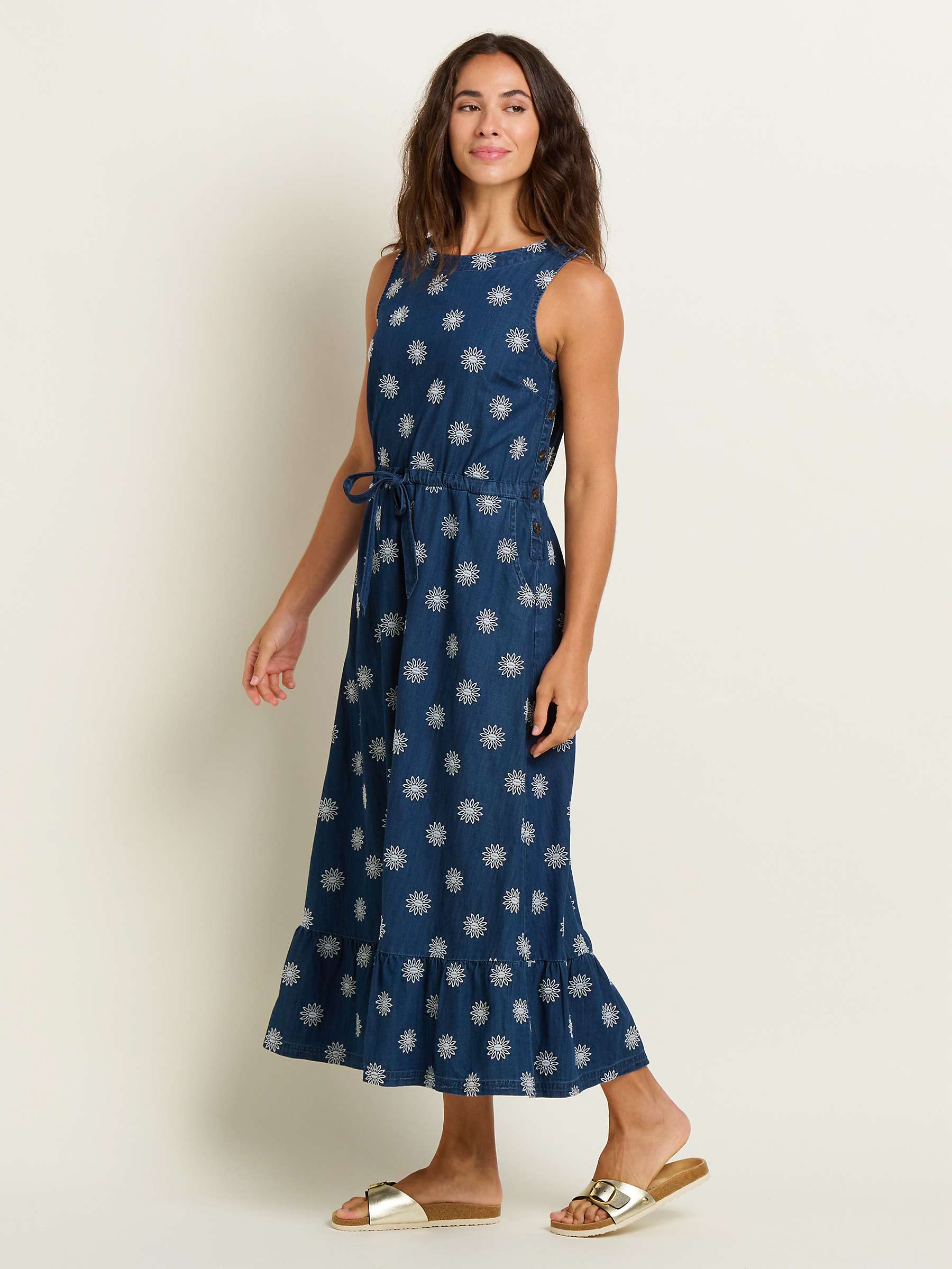Buy Brakeburn Daisy Cotton Maxi Dress, Blue Online at johnlewis.com