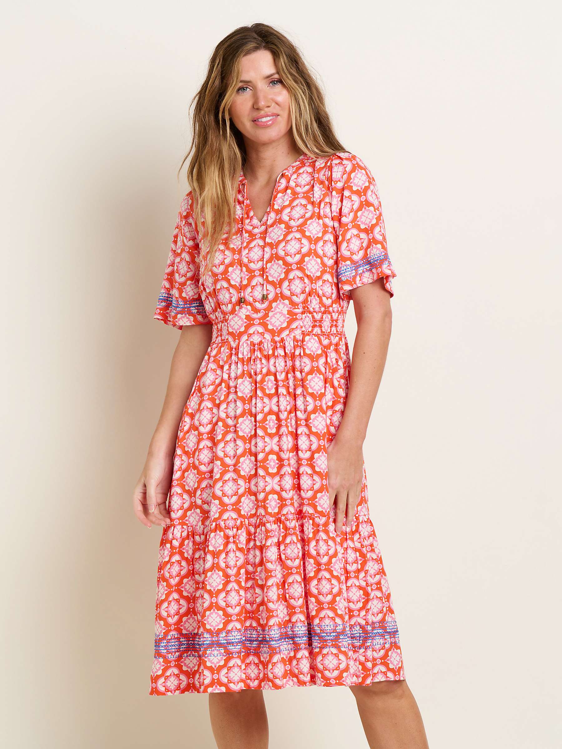 Buy Brakeburn Moroccan Tile Midi Dress, Coral Online at johnlewis.com